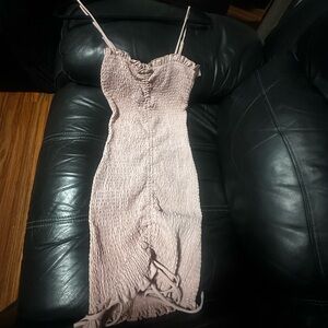 Elegant Pink Ruched Women's Dress